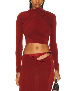 Anna October Draped Red Novel Top Size M